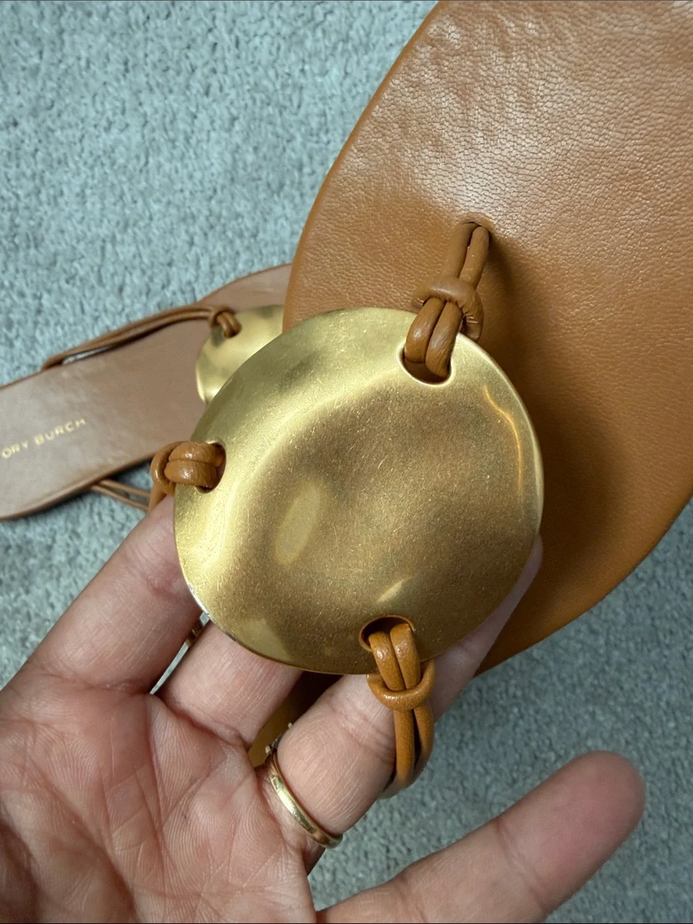 Tory Burch Patos Leather Thong Sandal Size 6